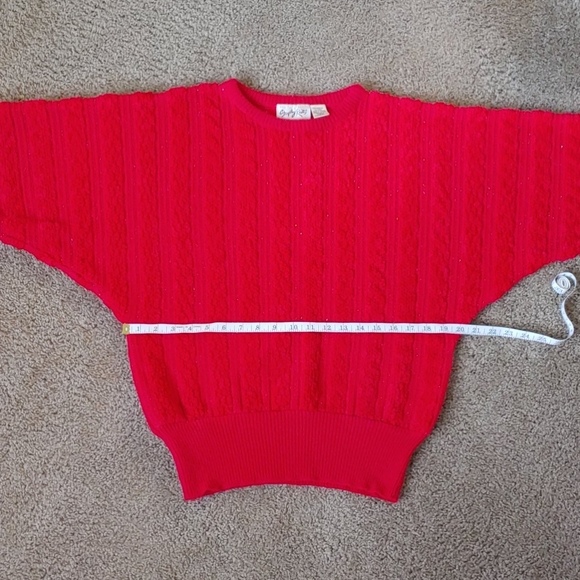 Classic red vintage chenille gold tinsel sweater - Picture 6 of 11